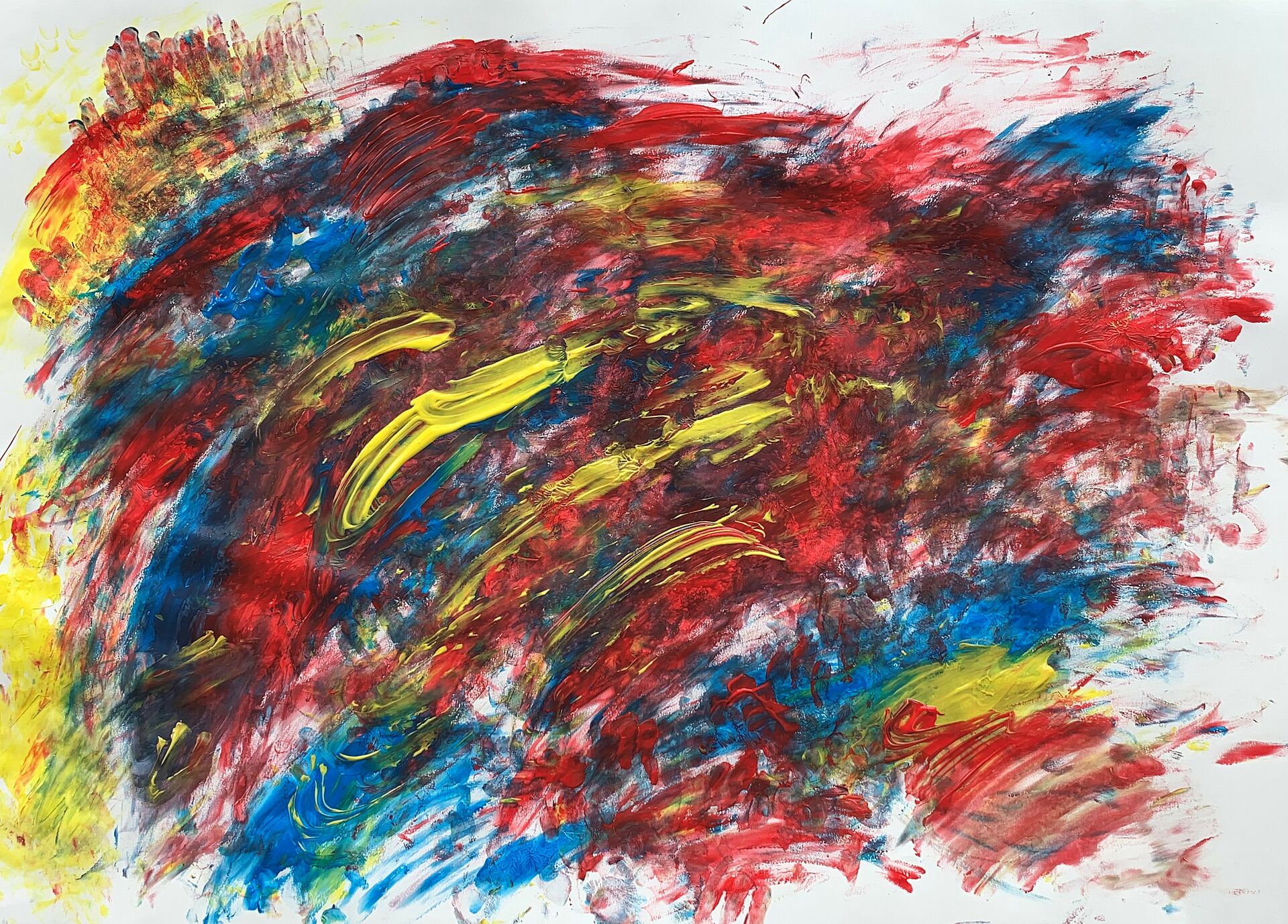 Expressionistisches Gemälde mit Fingerfarben