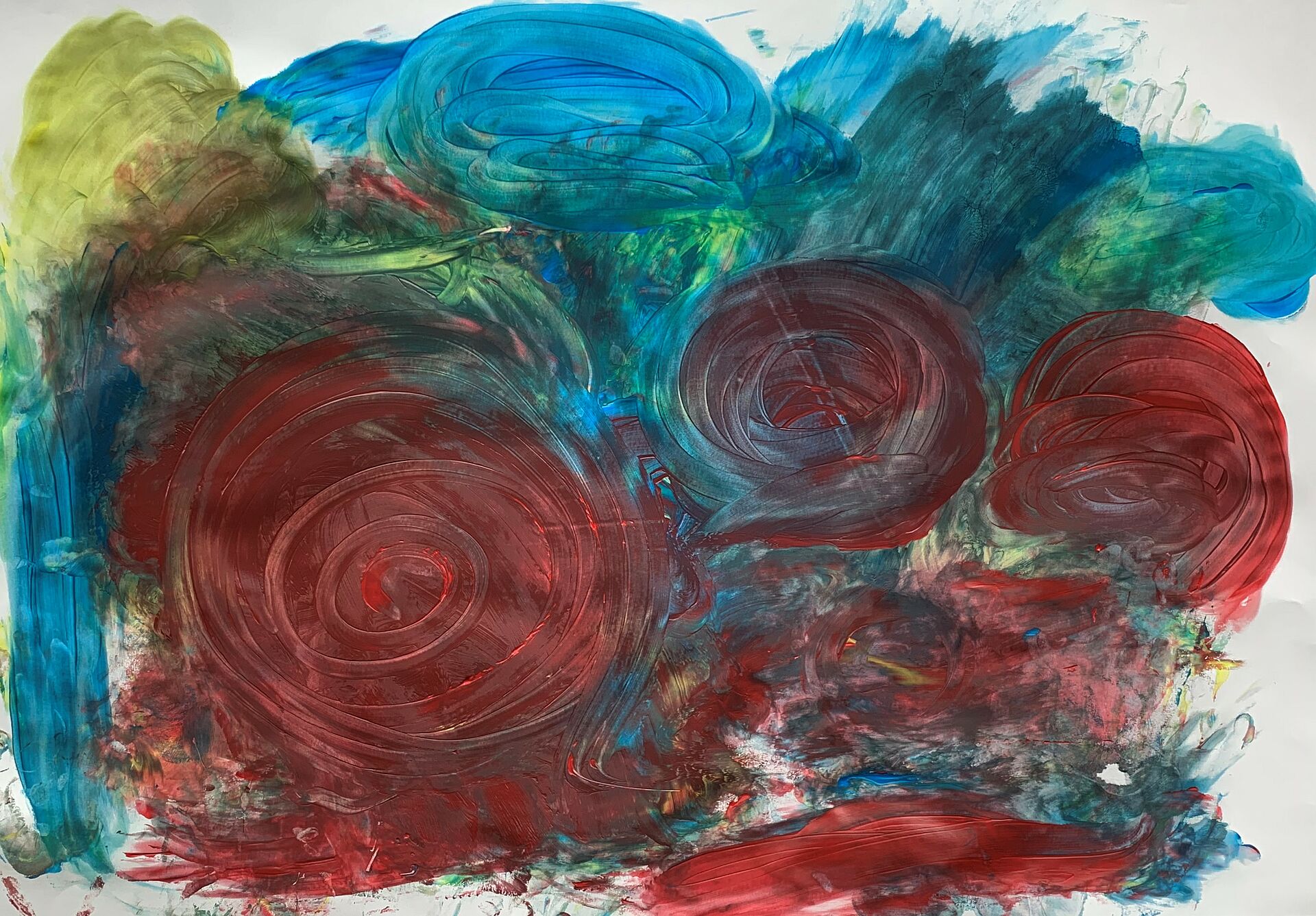 Expressionistisches Gemälde mit Fingerfarben